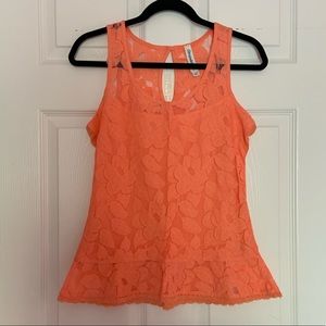 Peach lace tank